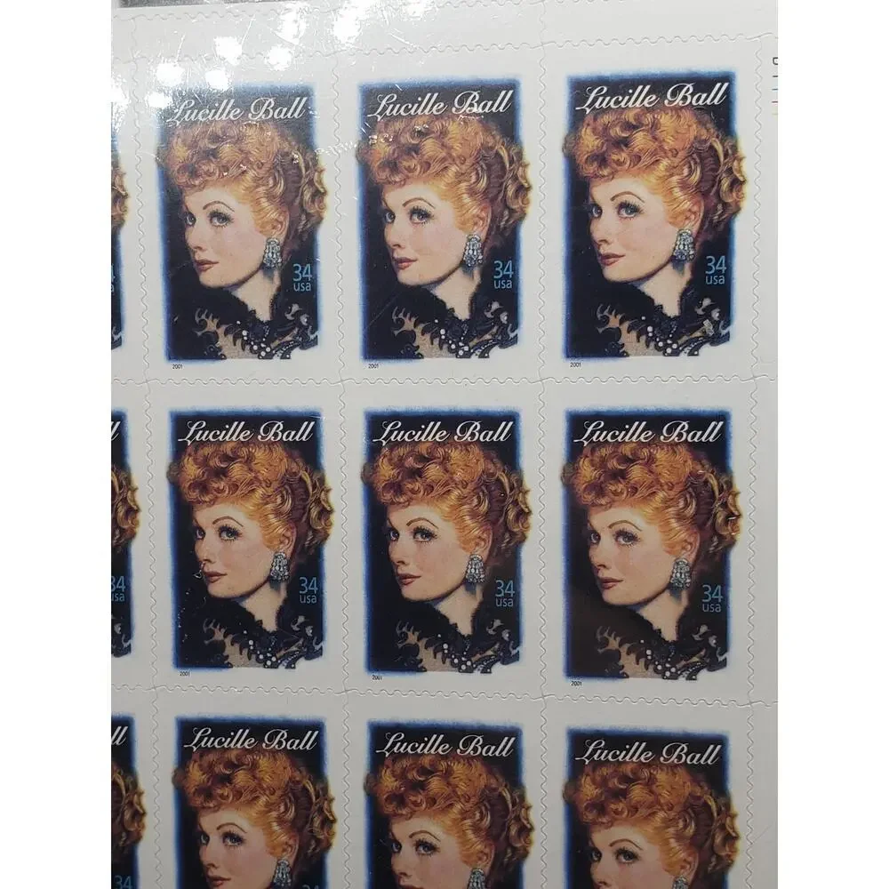 Vintage USPS Legends of Hollywood Lucille Ball 34¢ Stamps Pane of 20 2001 Sealed